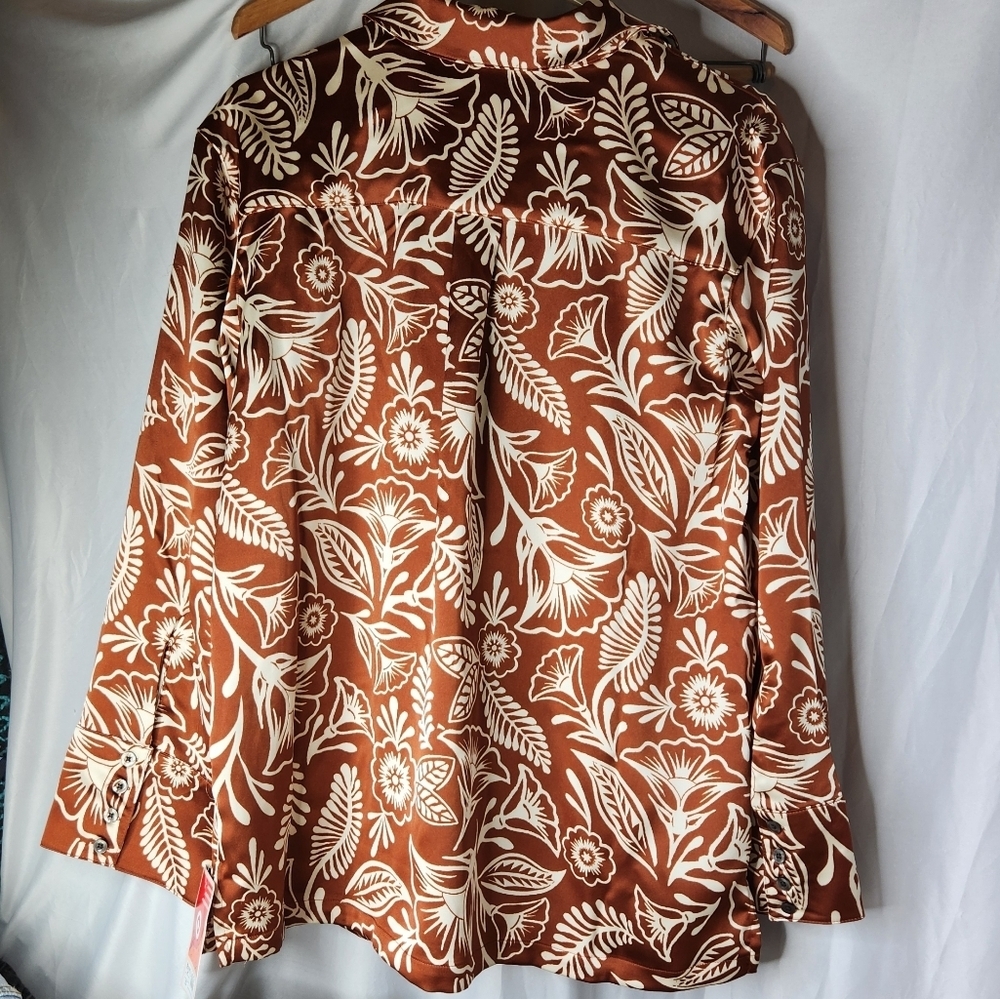 Latino Heritage Month Women's Long Sleeve Button-Down Shirt - Brown M - Picture 5 of 16